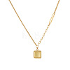 304 Stainless Steel Textured Square Pendant Mixed Chain Necklaces for Women WG76D8C-01-5