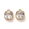 Brass Micro Pave Clear Cubic Zirconia Charms KK-B110-01G-05-1