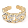 Curb Chain Shape Brass Micro Pave Clear Cubic Zirconia Open Cuff Ring for Women RJEW-Q819-05G-2