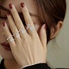 Anti-Tarnish Rhodium Plated 925 Sterling Silver Initial Letter Open Cuff Ring JR852W-7