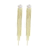 Cubic Zirconia Chains Tassel Earrings EJEW-P236-08G-1