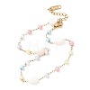 Glass Round Beads & Natural Shell Barrel Beads Link Bracelets BJEW-G774-03G-4