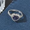 Brass & Purple Heart Cubic Zirconia Finger Rings for Women CU-CBA7E55-14P-2