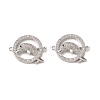 Brass Micro Pave Clear Cubic Zirconia Connector Charms KK-E068-VB058-2