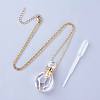 Natural Quartz Crystal Openable Perfume Bottle Pendant Necklaces NJEW-G325-04G-1