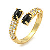 Oval Rack Plating Brass Micro Pave Cubic Zirconia Cuff Rings for Women RJEW-F162-06G-01-1