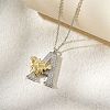 Brass Micro Pave Clear Cubic Zirconia Bee Initial Pendant Necklaces FS-WGF5E80-01-2