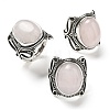 Natural Rose Quartz Adjustable Rings RJEW-I108-02AS-03-4