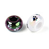 UV Plating Printed Opaque Acrylic European Beads MACR-N018-05-1