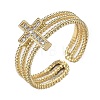 Adjustable Brass Micro Pave Clear Cubic Zirconia Cuff Rings ZIRC-Z002-16G-3