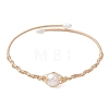 Copper Wired Pearl Cuff Bangles for Women BJEW-JB13438-2