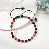 Adjustable Natural Agate Faceted Beads & Brass Spacer Beads Braided Bead Bracelets for Women Men BJEW-JB14075-2