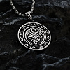 Vintage 304 Stainless Steel Viking Duo Dragon Coin Pendant Necklaces for Men WGF65AB-01-1