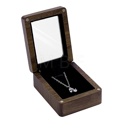 Wood Pendant Storage Boxes with Visible Window and Magnetic Lid CON-WH0107-100A-1