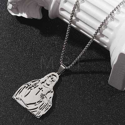 304 Stainless Steel Religion Pendant Necklaces NJEW-Z058-05P-1