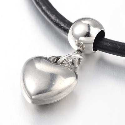 Heart 304 Stainless Steel Charm Bracelets BJEW-JB01995-1