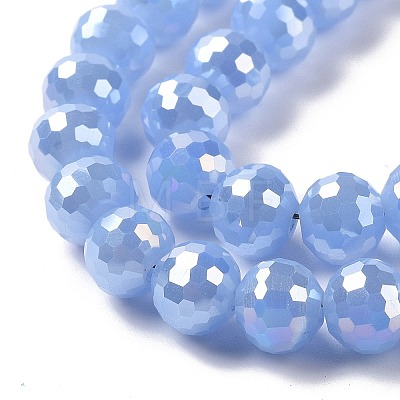 Electroplate Imitation Jade Glass Beads Strands GLAA-E036-12-M-1