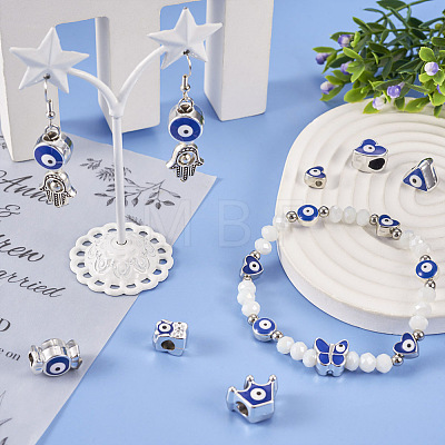 52Pcs 13 Styles Blue Evil Eye Resin European Beads RESI-TA0002-15-1