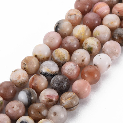 Natural Pink Opal Beads Strands G-R446-8mm-09-1