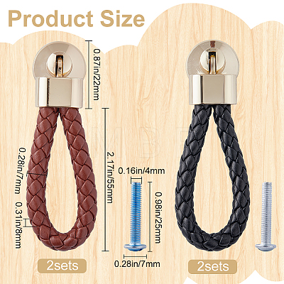 Gorgecraft 4 Sets 2 Colors PU Leather Braided Cord Drawer Pulls FIND-GF0005-24-1