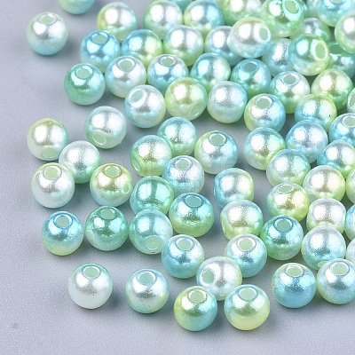 Rainbow ABS Plastic Imitation Pearl Beads OACR-Q174-4mm-03-1
