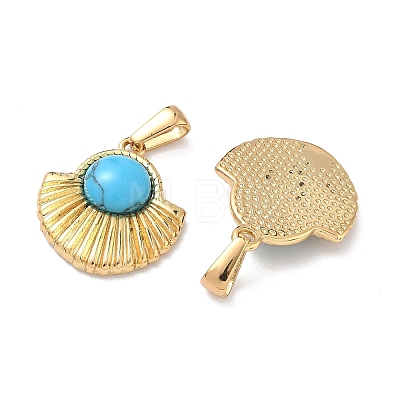 304 Stainless Steel with Synthetic Turquoise Pendants STAS-L309-21G-G-1