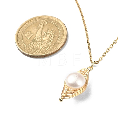 Natural Pearl Pendant Necklace & Dangle Earrings X-SJEW-JS01276-1
