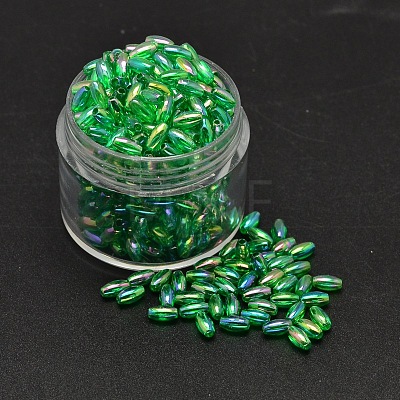 AB Color Plated Rice Electroplated Eco-Friendly Transparent Acrylic Beads X-PACR-I002-18-1