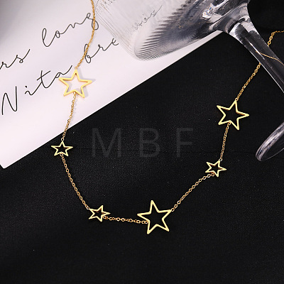 304 Stainless Steel Star Link Chain Necklaces for Women FS-WGF136C-01-1