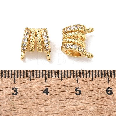 Brass Micro Pave Clear Cubic Zirconia Tube Bails KK-D289-04G-1