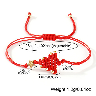 Handmade Christmas Tree Polyester Cord Braided Bracelets for Women AK7194-2-1