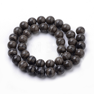 Natural Wood Lace Stone Beads Strands G-S259-40-10mm-1