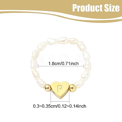 Natural Freshwater Pearl & 304 Stainless Steel Bead Finger Rings RJEW-FS00001-16-1