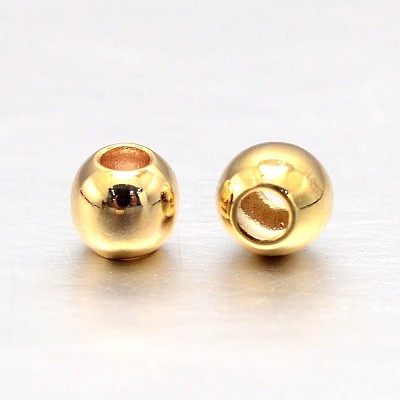 Real Gold Plated Brass Round Spacer Beads X1-KK-L147-197-2mm-NR-1