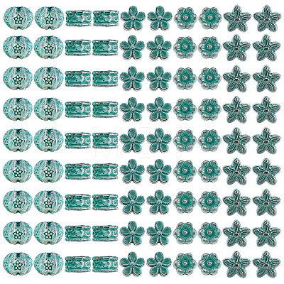 100Pcs 5 Styles Tibetan Style Alloy Beads FIND-TA0010-99ABG-1