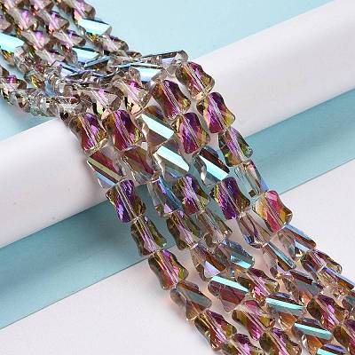 Faceted Electroplated Transparent Glass Beads Strands GLAA-G092-A02-1