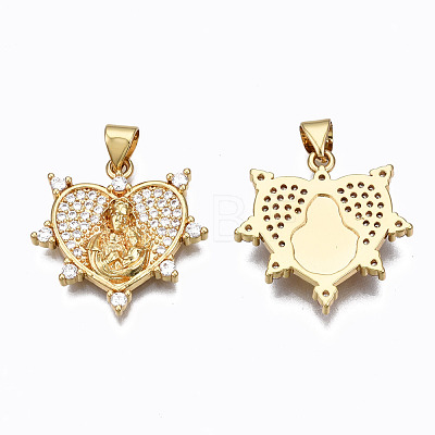 Brass Micro Pave clear Cubic Zirconia Pendants ZIRC-N039-165-NF-1