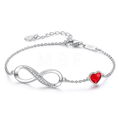 Infinity & Heart 925 Sterling Silver Pave Cubic Zirconia Link Bracelets FS-WGF63DC-02-1