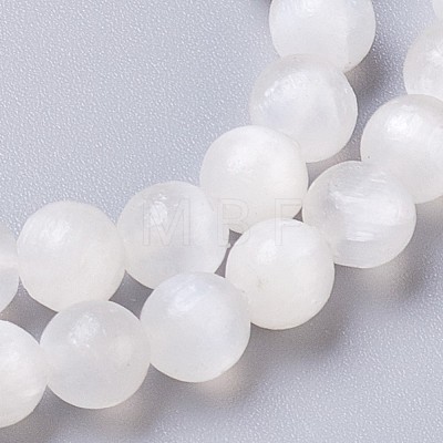 Natural Selenite Beads Strands G-I203-C-6mm-1