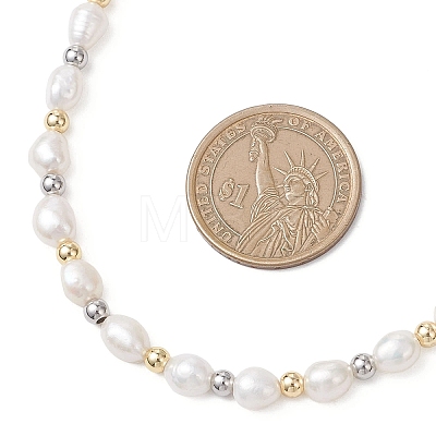 Natural Cultured Freshwater Pearl Rice Beaded Necklaces NJEW-JN05703-1