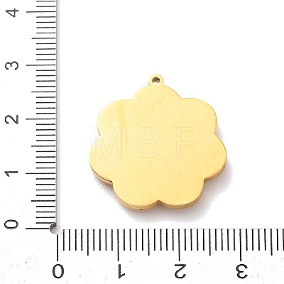 Carved Natural White Shell 304 Stainless Steel Pendants SH-K002-01B-G-1