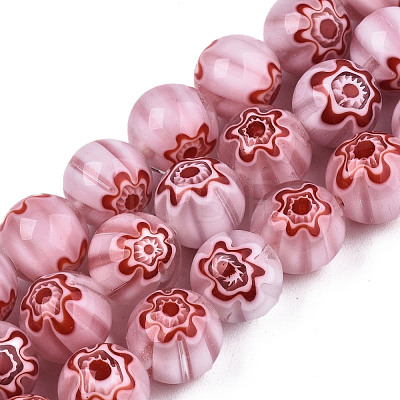Handmade Millefiori Glass Beads Strands LK-T001-10-1