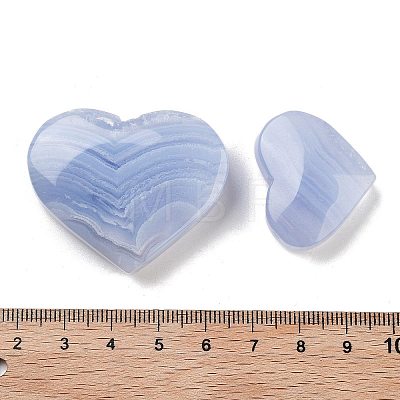 Natural Blue Lace Agate Heart Love Healing Stones G-G126-02-1