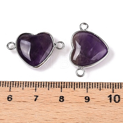 Natural Amethyst Love Heart Pendants G-T138-205A-P-1