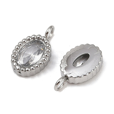 304 Stainless Steel Micro Pave Cubic Zirconia Charms STAS-K302-01E-P-1