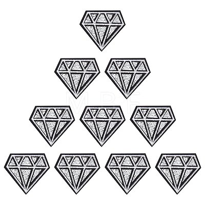 Diamond Computerized Embroidery Cloth Iron On/Sew On Patches AJEW-WH0029-39-1