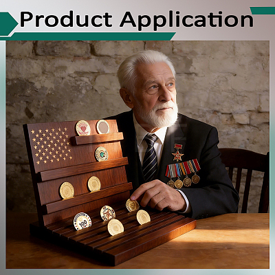 Wooden Commemorative Coin Organizer Slotted Display Stands ODIS-WH0086-228A-1