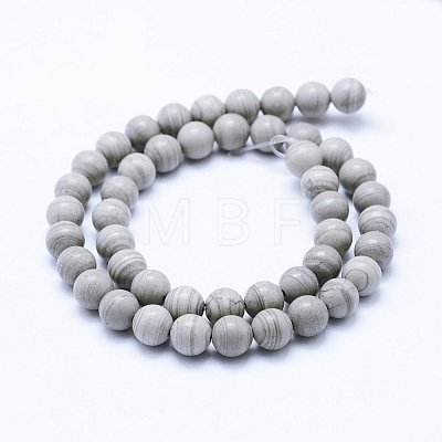 Natural Silver Line Jasper Beads Strands G-F531-10mm-O-1