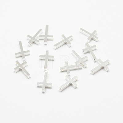 Brass Tiny Cross Charms KK-F718-08S-1