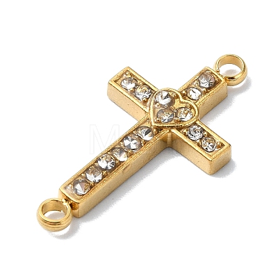 Ion Plating(IP) 304 Stainless Steel Crystal Rhinestone Connector Charms X-STAS-Z065-02G-02-1